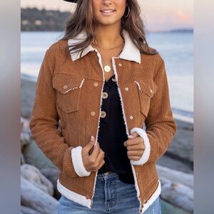 Grace & Lace Women's Sherpa Corduroy Jacket sz Large